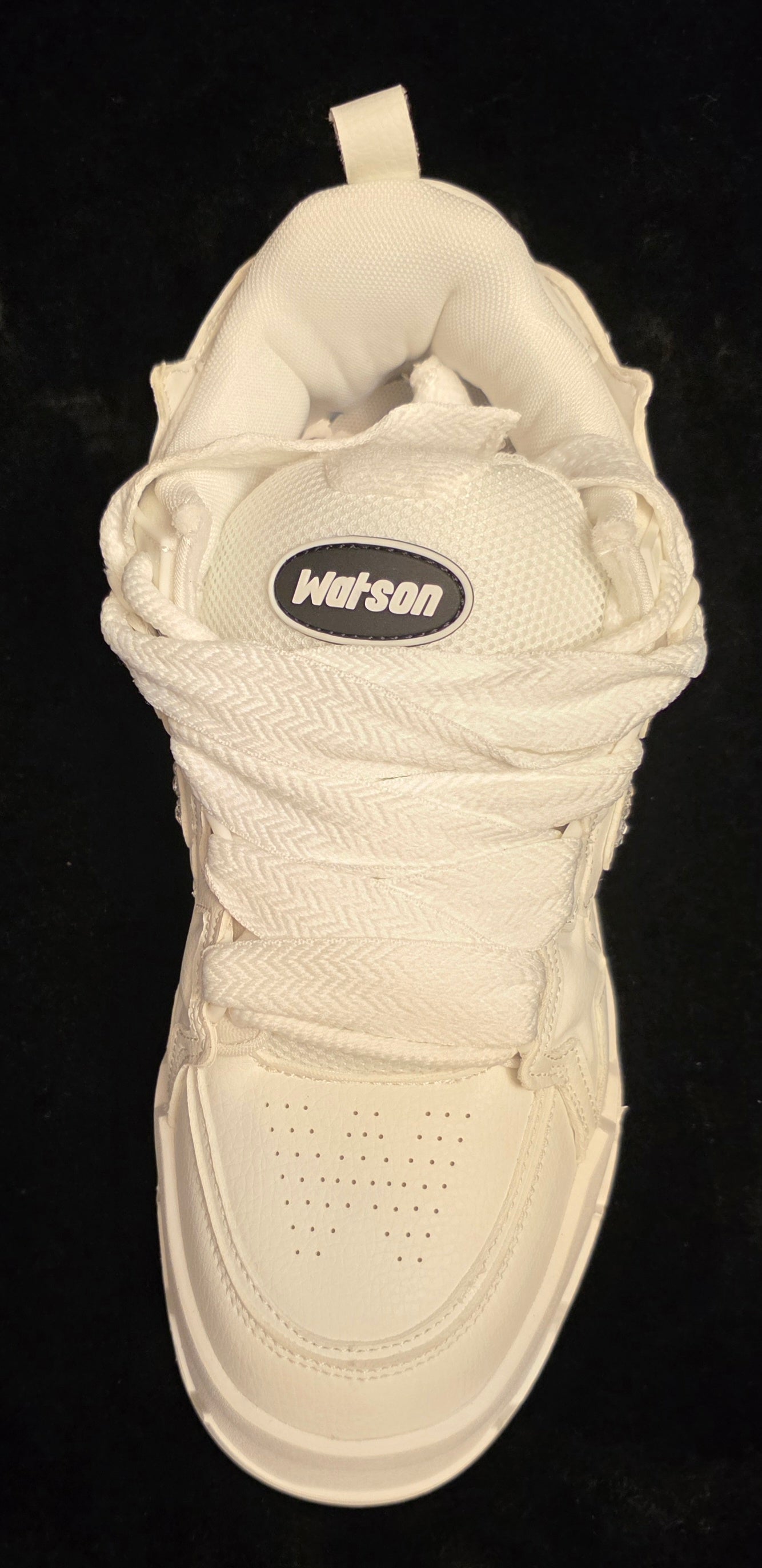 Watson Cosmos Astronaut Men's Sneakers - top view with oversized rope laces and Watson oval tongue badge