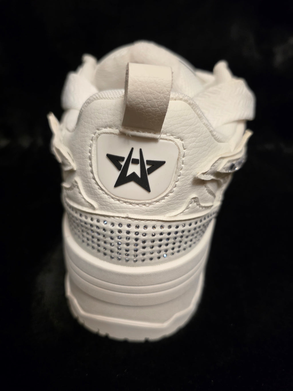 Watson Cosmos Astronaut Men's Sneakers - heel view with Watson W star logo and rhinestone studded heel panel