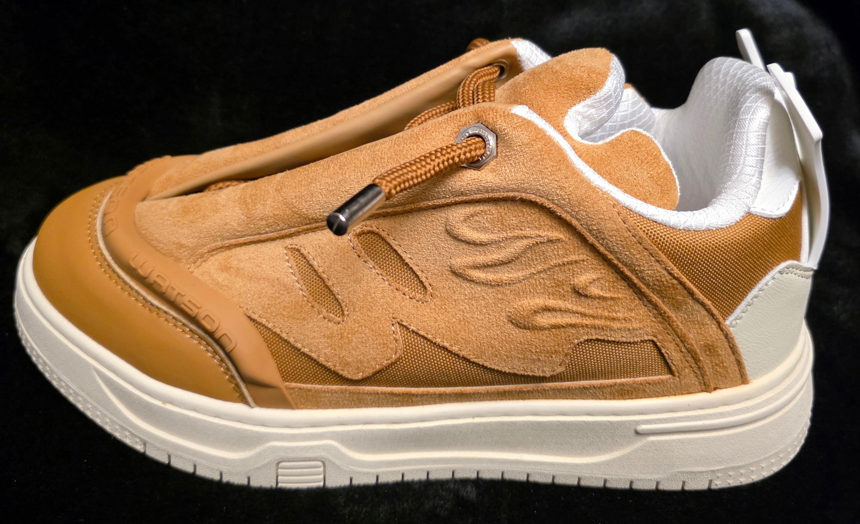 Watson Invader Dust Men's Sneakers - side view with embossed Watson script and toggle bungee laces