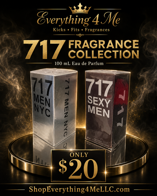 717 Fragrance Collection promotional flyer showing 717 Men NYC and 717 Sexy Men Eau de Parfum 100mL - Only $20