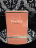 Paris Women Eau de Parfum 100mL box - warm terracotta salmon pink packaging with clean cream PARIS WOMEN serif typography and silver mirror edge trim