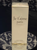 Je t'aime Paris For Women Eau de Parfum 100mL box - sleek ivory and gold packaging with elegant serif Je t'aime paris typography and gold trim