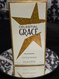 House of Morals Celestial Grace Pour Femme Eau de Parfum 100mL box - white and gold glitter star packaging with bold black serif typography