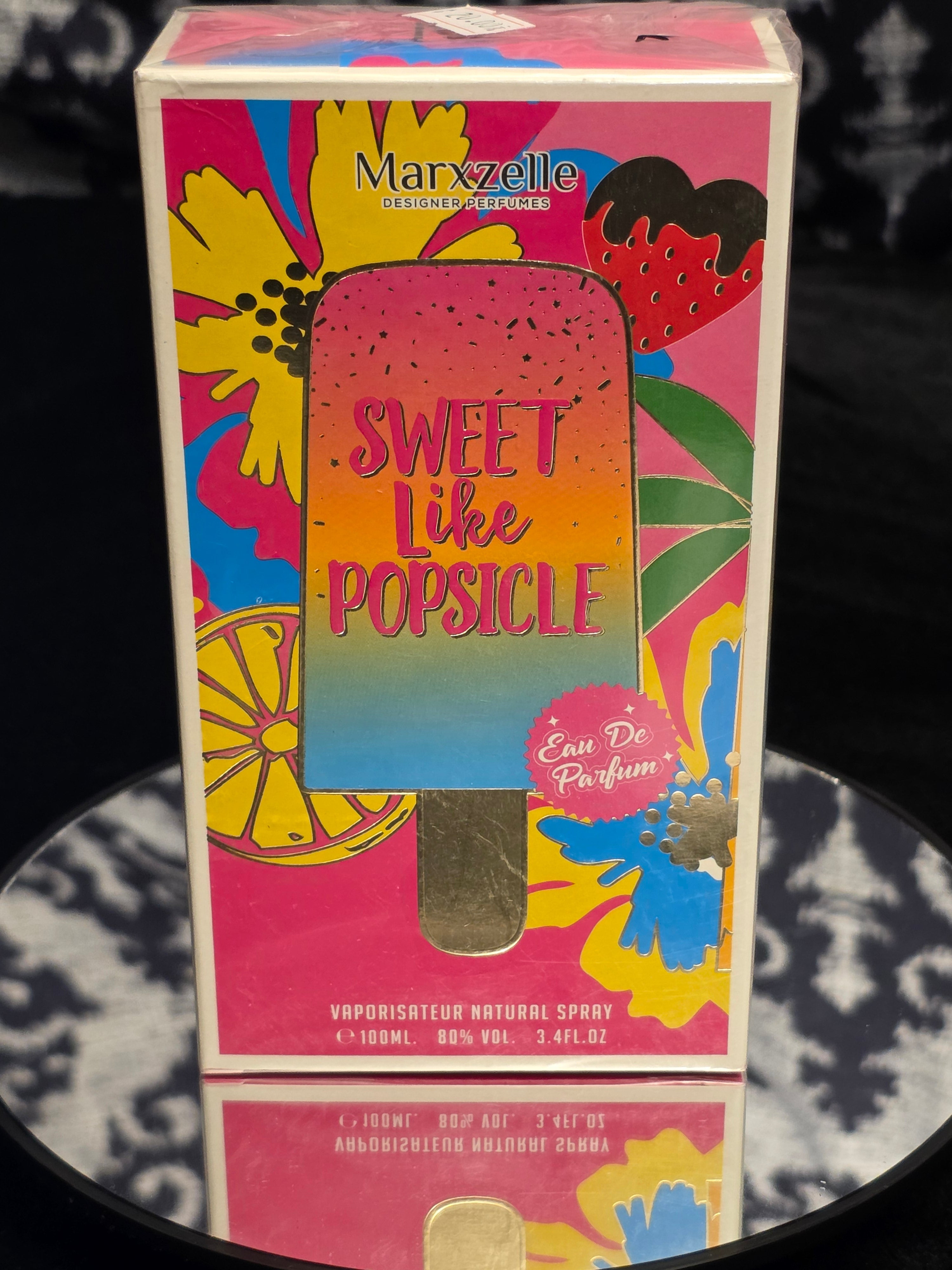 Marxzelle Sweet Like Popsicle Eau de Parfum 100mL box - vibrant pink floral packaging with popsicle design and fruit artwork