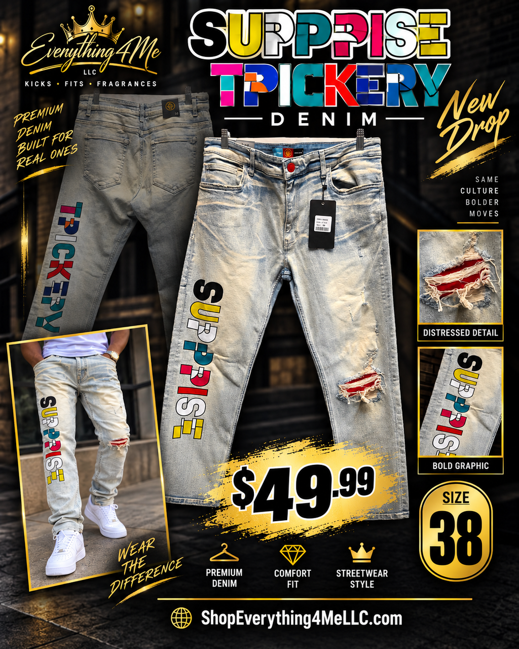 Supppise Trickery Denim Jeans – Size 38