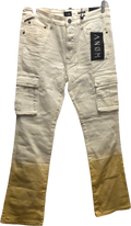 ANØM White Khaki Ombre Cargo Stacked Jeans