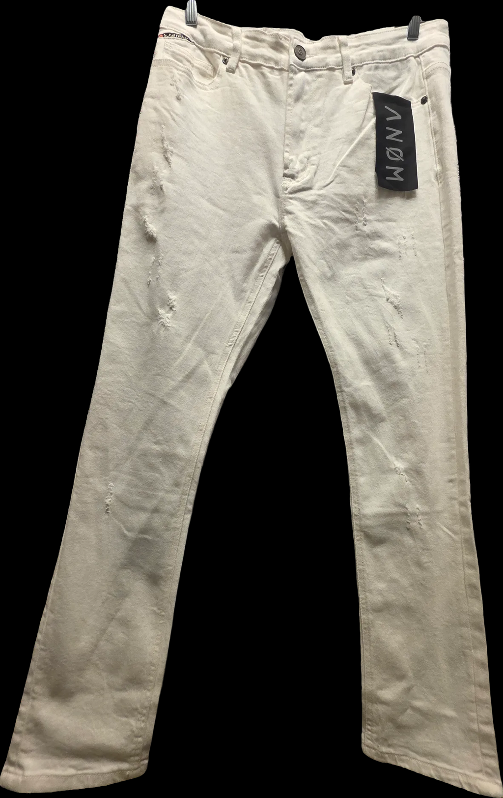 ANØM White Distressed Stacked Flare Jeans – Size 36