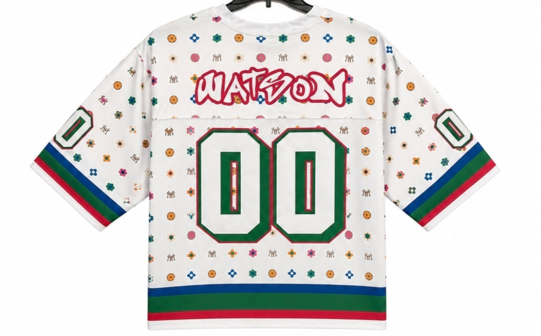 Watson Athletic Dept Pattern Cropped Football Jersey