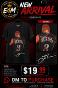 Iverson #3 Legend Graphic T-Shirt black with full back jersey print and signature