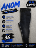 ANOM Raw Hem Black Denim size 36 with raw hem sides and distressed edge detail