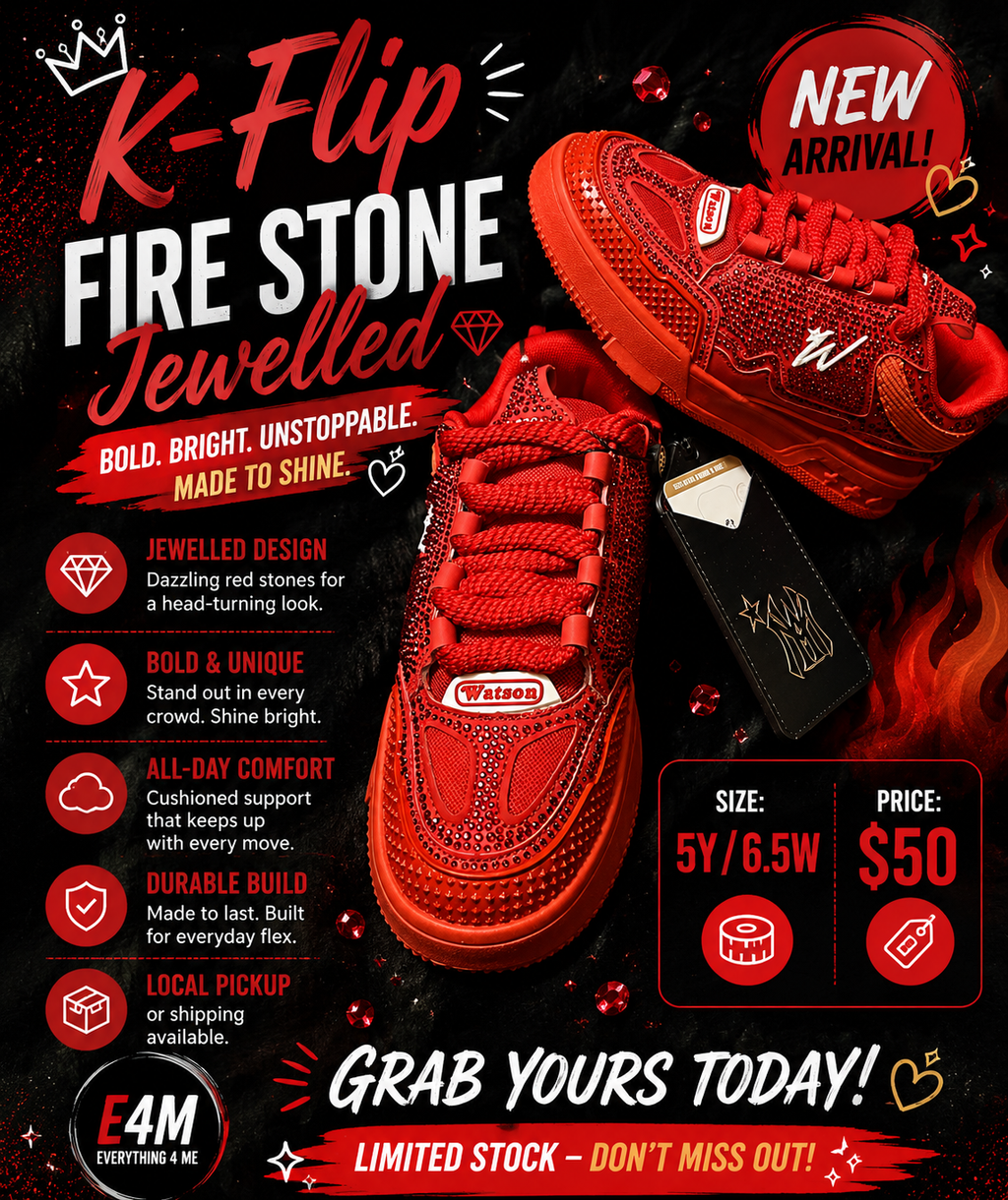 Watson K-Flip Fire Stone Jewelled sneaker flyer