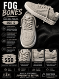 Fog Bones sneaker flyer - Clean Bold Timeless