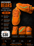 Unchained Bears Orange sneaker flyer - Bold Unique Unchained