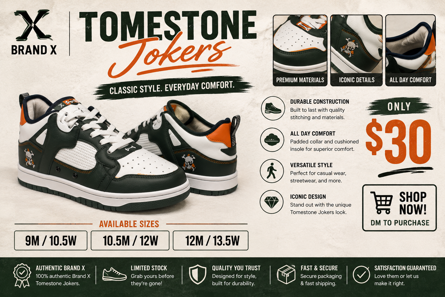 Brand X Tomestone Jokers sneaker flyer - Classic Style Everyday Comfort