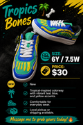 Tropics Bones sneakers in teal, blue and yellow tropical colorway