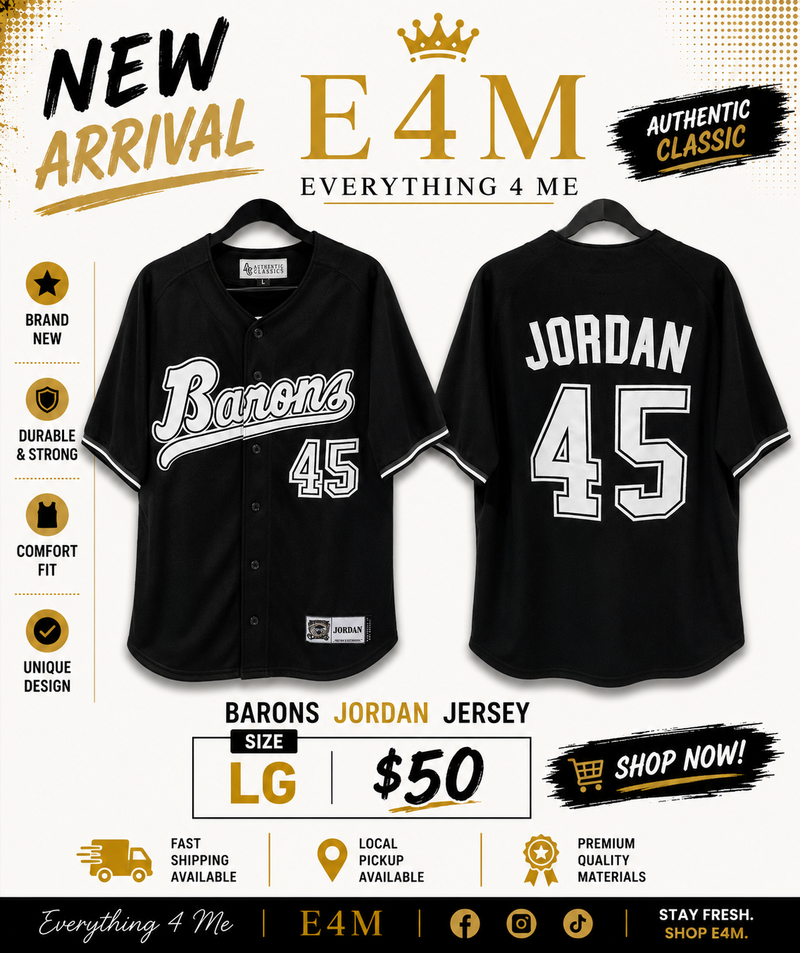 Barons Jordan #45 Jersey – Size L